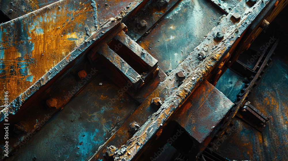 Old and rusty metal fragments. 