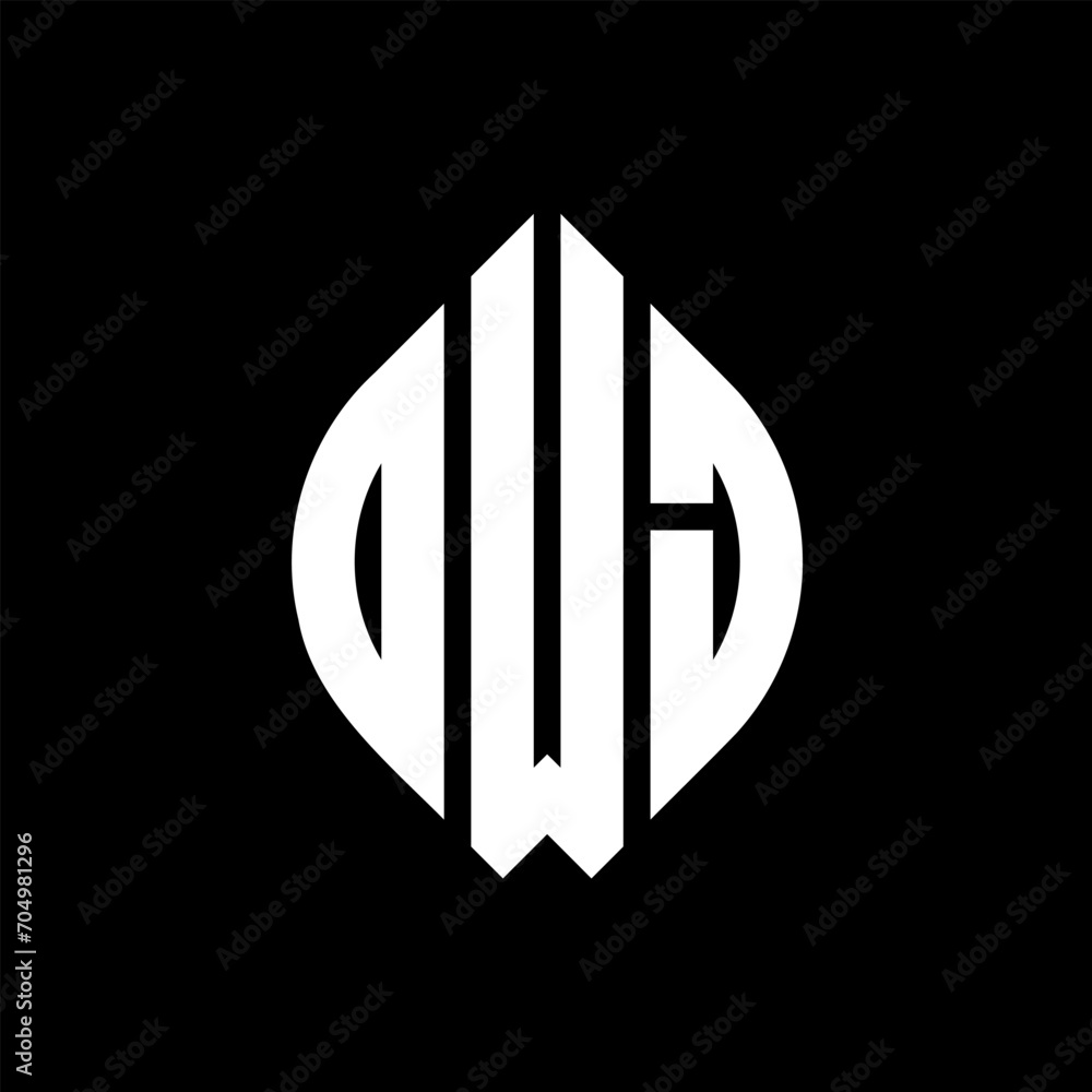OWJ circle letter logo design with circle and ellipse shape. OWJ ellipse letters with typographic style. The three initials form a circle logo. OWJ Circle Emblem Abstract Monogram Letter Mark Vector. OWJ circle letter logo design with circle and ellipse shape. OWJ ellipse letters with typographic style. The three initials form a circle logo. OWJ Circle Emblem Abstract Monogram Letter Mark Vector.
