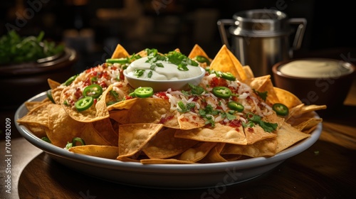 Cheese Nachos A classic Mexican appetizer made from corn tortilla chips, topped with cheese © Hnf