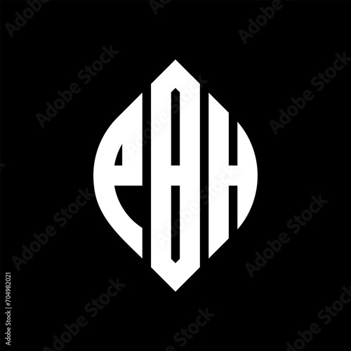 PBH circle letter logo design with circle and ellipse shape. PBH ellipse letters with typographic style. The three initials form a circle logo. PBH circle emblem abstract monogram letter mark vector. photo