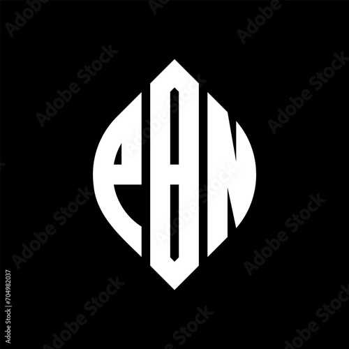 PBN circle letter logo design with circle and ellipse shape. PBN ellipse letters with typographic style. The three initials form a circle logo. PBN circle emblem abstract monogram letter mark vector. photo