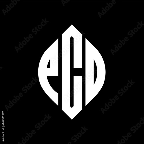 PCO circle letter logo design with circle and ellipse shape. PCO ellipse letters with typographic style. The three initials form a circle logo. PCO circle emblem abstract monogram letter mark vector.
