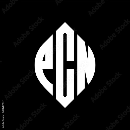 PCN circle letter logo design with circle and ellipse shape. PCN ellipse letters with typographic style. The three initials form a circle logo. PCN circle emblem abstract monogram letter mark vector.