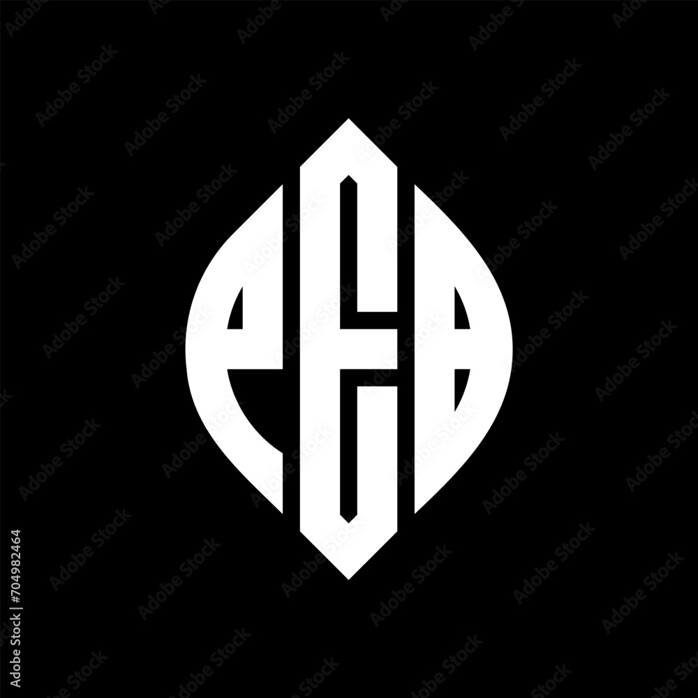 PEB circle letter logo design with circle and ellipse shape. PEB ellipse letters with typographic style. The three initials form a circle logo. PEB circle emblem abstract monogram letter mark vector. PEB circle letter logo design with circle and ellipse shape. PEB ellipse letters with typographic style. The three initials form a circle logo. PEB circle emblem abstract monogram letter mark vector.