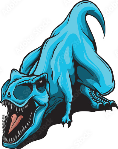 Roaring tyrannosaurus. Mesozoic era carnivorous dinosaur. Vector illustration isolated