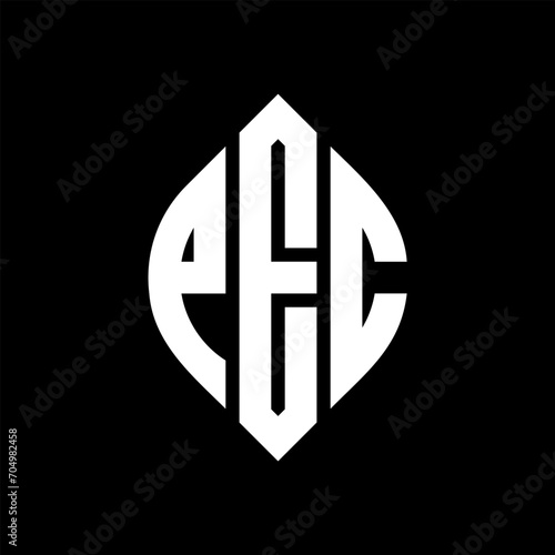 PEC circle letter logo design with circle and ellipse shape. PEC ellipse letters with typographic style. The three initials form a circle logo. PEC circle emblem abstract monogram letter mark vector.