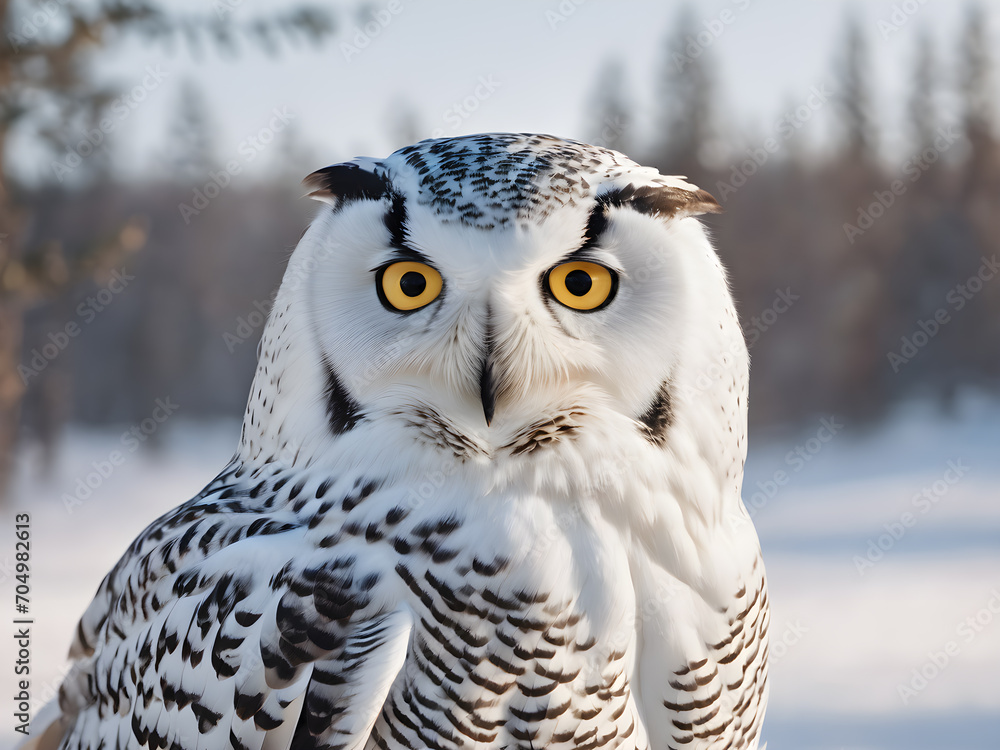 Snowy Owl With Snow Background. Generative AI Snowy Owl With Snow Background. Generative AI