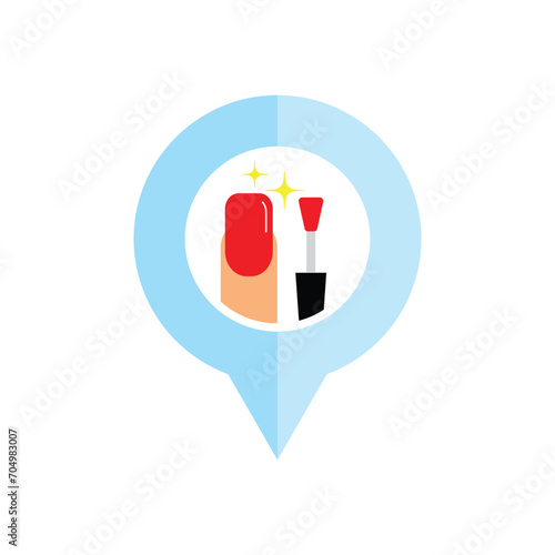 map pointer with nail polish icon vector manicure salon icon