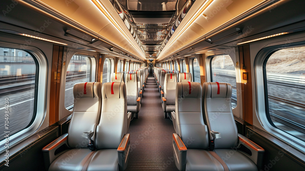 Fototapeta premium Future concepts of train interior. 