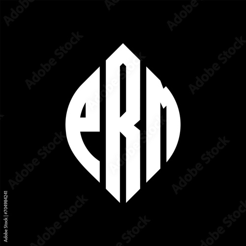 PRM circle letter logo design with circle and ellipse shape. PRM ellipse letters with typographic style. The three initials form a circle logo. PRM circle emblem abstract monogram letter mark vector. photo