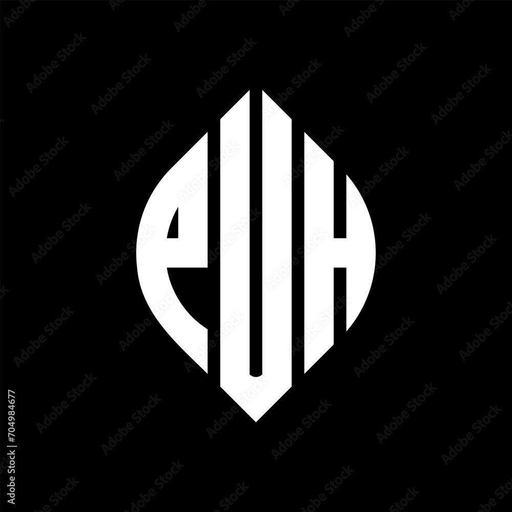 PUH circle letter logo design with circle and ellipse shape. PUH ellipse letters with typographic style. The three initials form a circle logo. PUH circle emblem abstract monogram letter mark vector. PUH circle letter logo design with circle and ellipse shape. PUH ellipse letters with typographic style. The three initials form a circle logo. PUH circle emblem abstract monogram letter mark vector.