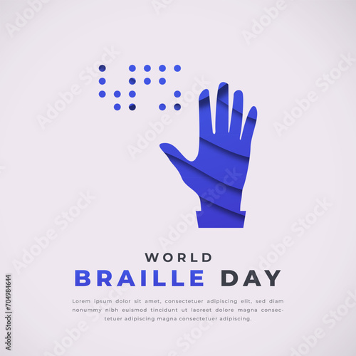 World Braille Day Paper cut style Vector Design Illustration for Background, Poster, Banner, Advertising, Greeting Card
