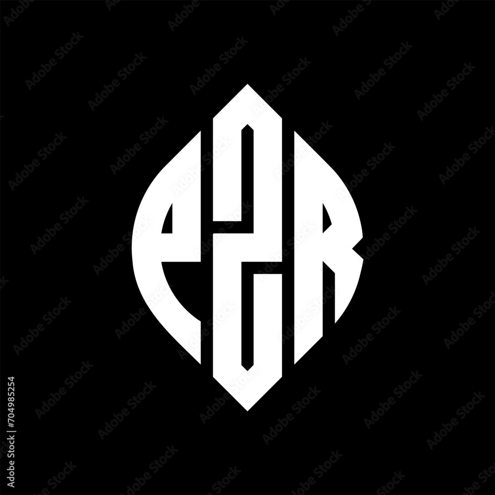 PZR circle letter logo design with circle and ellipse shape. PZR ellipse letters with typographic style. The three initials form a circle logo. PZR circle emblem abstract monogram letter mark vector. PZR circle letter logo design with circle and ellipse shape. PZR ellipse letters with typographic style. The three initials form a circle logo. PZR circle emblem abstract monogram letter mark vector.