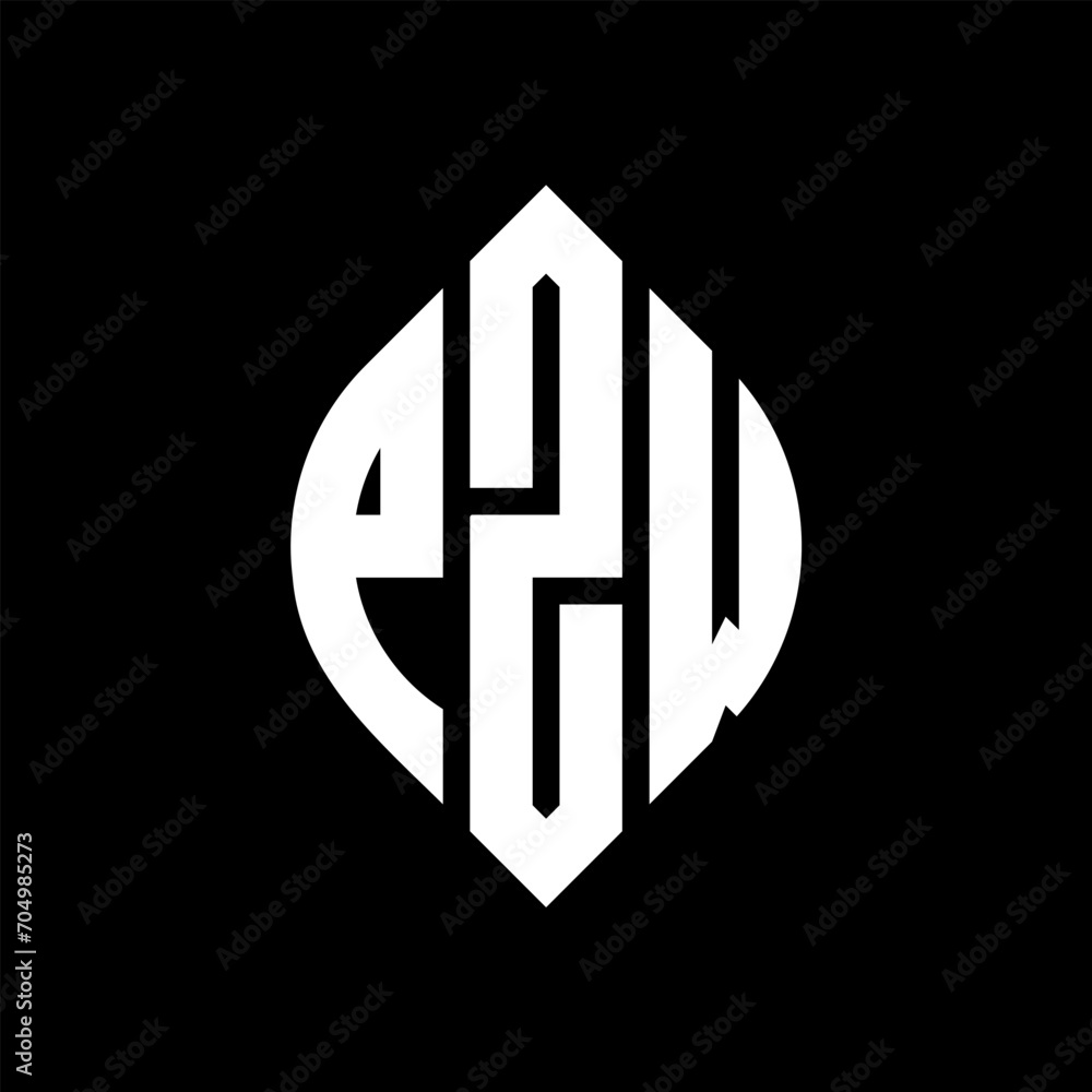 PZW circle letter logo design with circle and ellipse shape. PZW ellipse letters with typographic style. The three initials form a circle logo. PZW circle emblem abstract monogram letter mark vector. PZW circle letter logo design with circle and ellipse shape. PZW ellipse letters with typographic style. The three initials form a circle logo. PZW circle emblem abstract monogram letter mark vector.