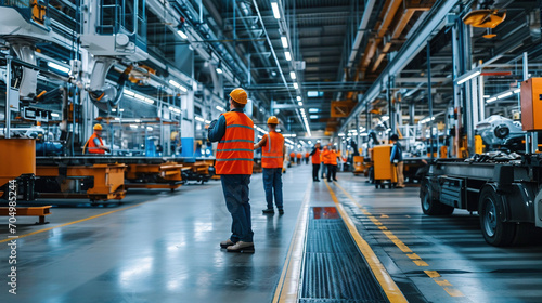 People hard working on car factory. 