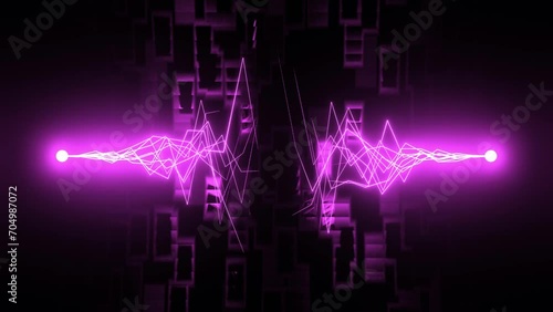 Electric arc on black background. Seamless loop animation. thunder lightning striking effect animation. Purple glow from electric discharge on black background. Abstract looped animated background photo