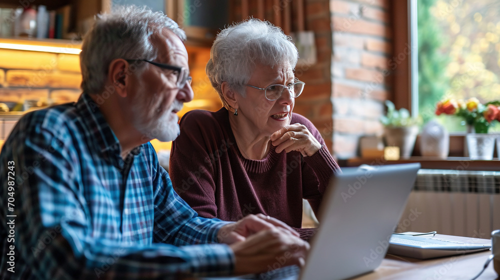 Elder couple working on new devices. Modern grandparents. Elder couple working on new devices. Modern grandparents.
