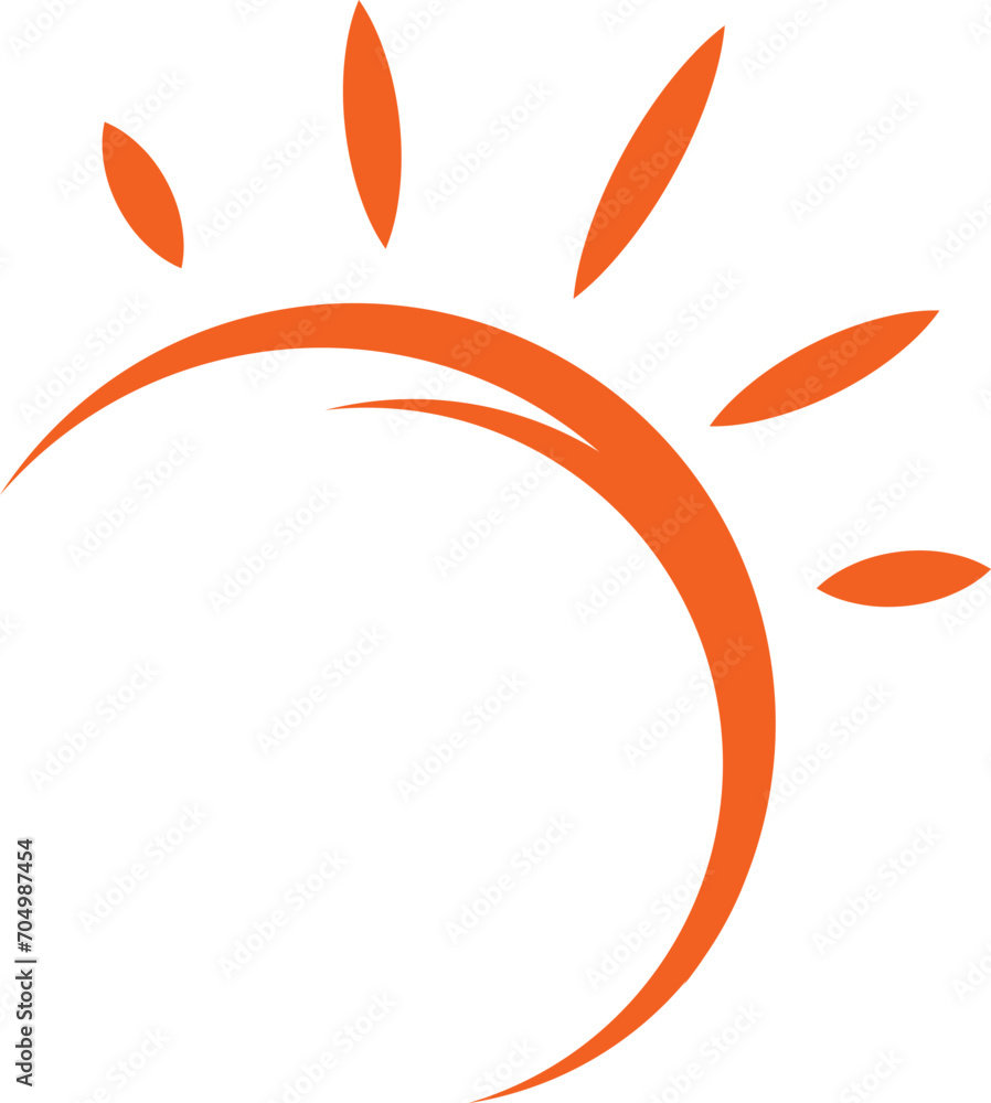 Spiral vector sun with rays. Isolated illustration. Simple design element, logo, icon.