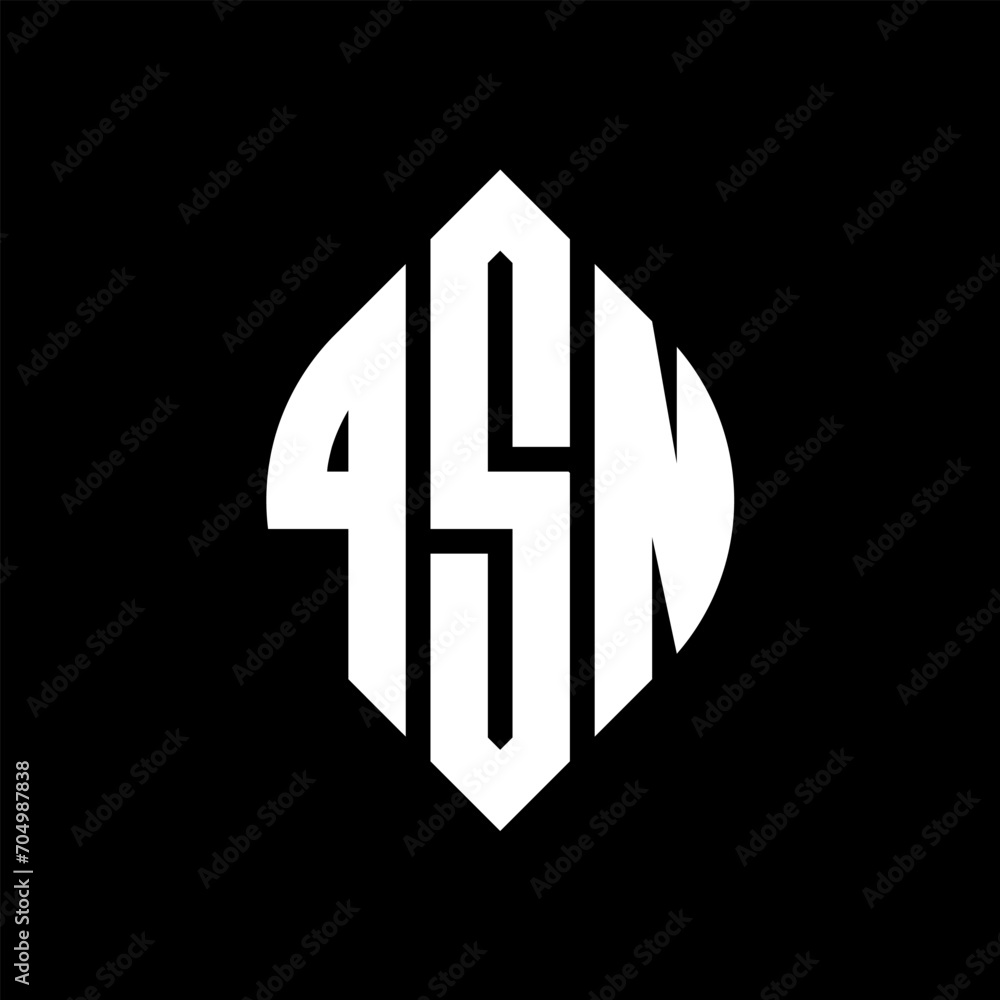 QSN circle letter logo design with circle and ellipse shape. QSN ellipse letters with typographic style. The three initials form a circle logo. QSN circle emblem abstract monogram letter mark vector. QSN circle letter logo design with circle and ellipse shape. QSN ellipse letters with typographic style. The three initials form a circle logo. QSN circle emblem abstract monogram letter mark vector.