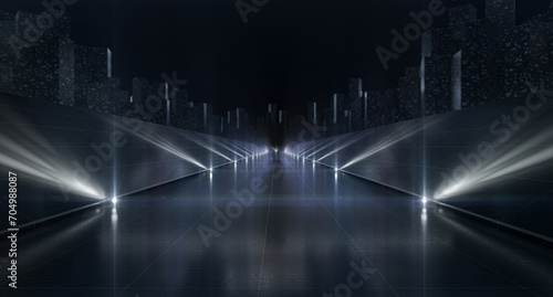 Fototapeta Naklejka Na Ścianę i Meble -  Abstract futuristic light and reflection. Elegant grid line background. 3D rendering.