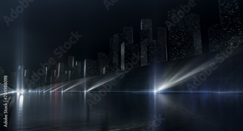 Abstract futuristic light and reflection. Elegant grid line background. 3D rendering.