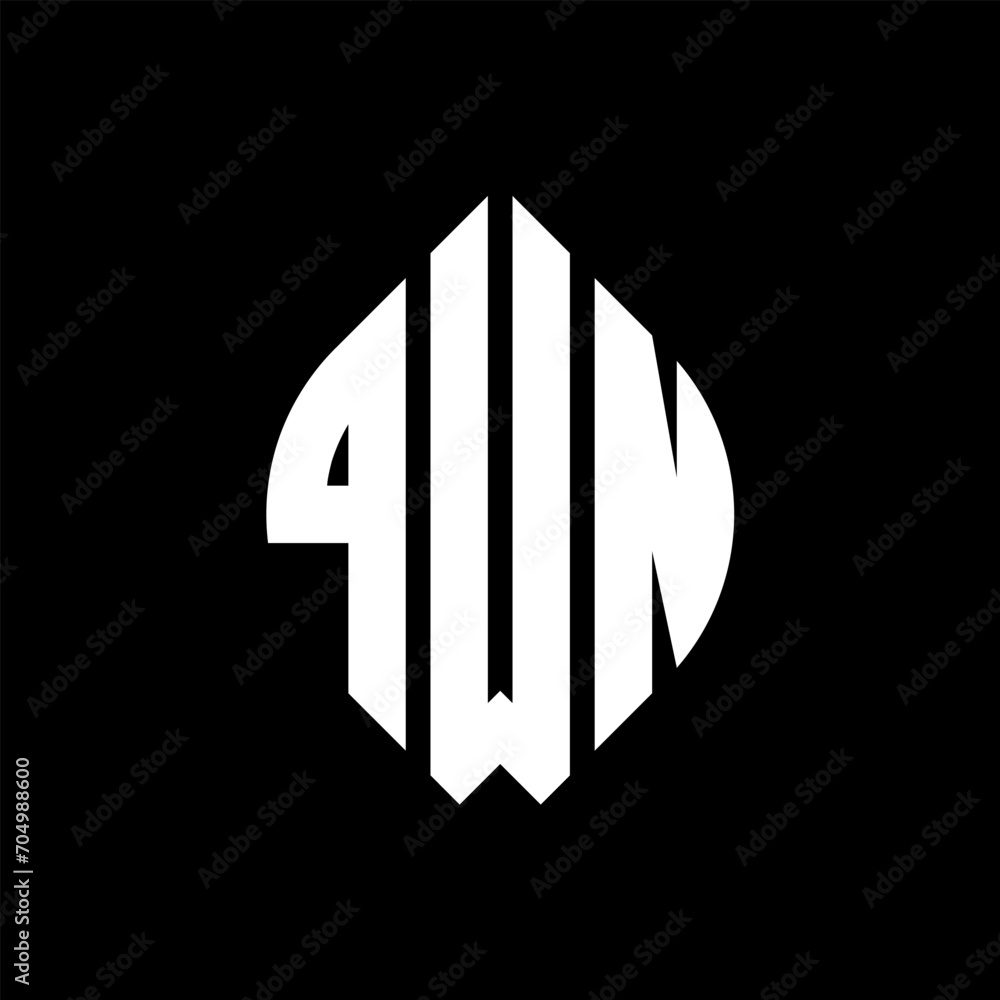 QWN circle letter logo design with circle and ellipse shape. QWN ellipse letters with typographic style. The three initials form a circle logo. QWN circle emblem abstract monogram letter mark vector. QWN circle letter logo design with circle and ellipse shape. QWN ellipse letters with typographic style. The three initials form a circle logo. QWN circle emblem abstract monogram letter mark vector.