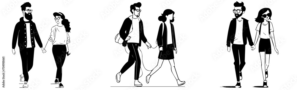 black and white silhouettes of couple  
