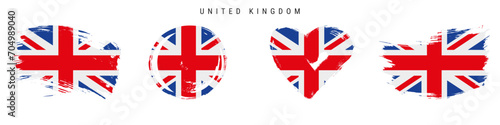 United Kingdom hand drawn grunge style flag icon set. Free brush stroke flat vector illustration isolated on white