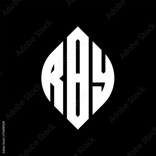 RBY circle letter logo design with circle and ellipse shape. RBY ellipse letters with typographic style. The three initials form a circle logo. RBY circle emblem abstract monogram letter mark vector.