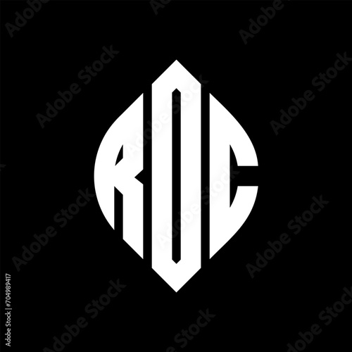 RDC circle letter logo design with circle and ellipse shape. RDC ellipse letters with typographic style. The three initials form a circle logo. RDC circle emblem abstract monogram letter mark vector.