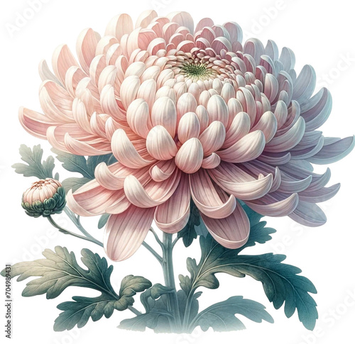 Watercolor Chrysanthemum flower png illustration, Generative AI