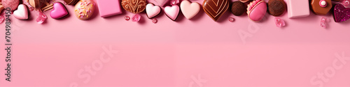 valentine`s day sweets border on a pink background © sam richter