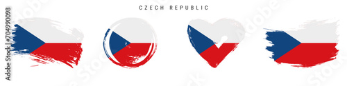 Czech Republic hand drawn grunge style flag icon set. Free brush stroke flat vector illustration isolated on white