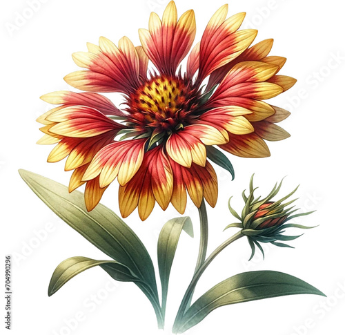 
Watercolor Gaillardia flower png illustration, Generative AI
