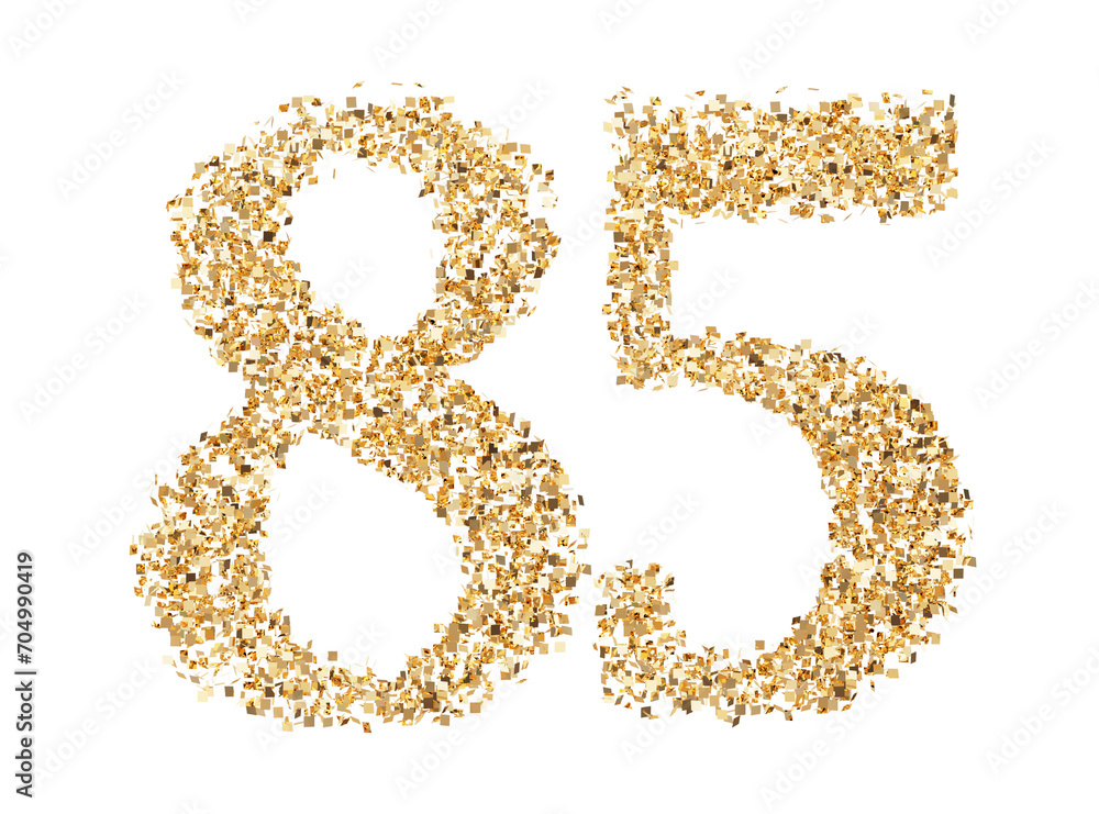 Number 85 glitter gold render Number 85 glitter gold render