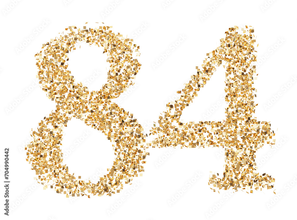 Number 84 glitter gold render