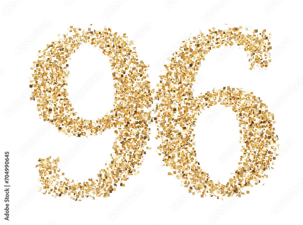 Number 96 glitter gold render