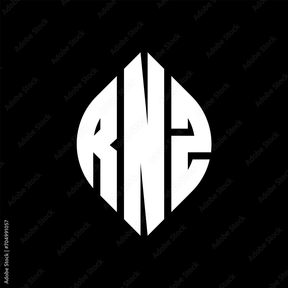 RNZ circle letter logo design with circle and ellipse shape. RNZ ellipse letters with typographic style. The three initials form a circle logo. RNZ circle emblem abstract monogram letter mark vector. RNZ circle letter logo design with circle and ellipse shape. RNZ ellipse letters with typographic style. The three initials form a circle logo. RNZ circle emblem abstract monogram letter mark vector.