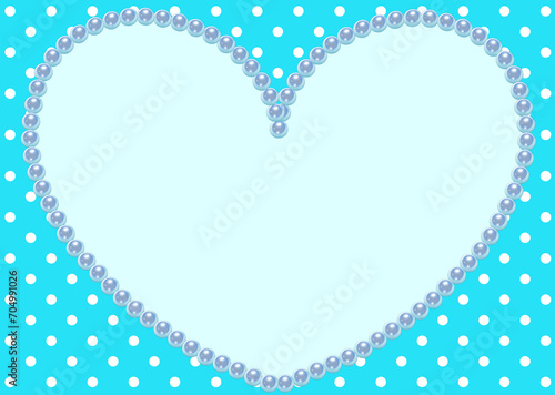 真珠のハート型フレーム背景　素材　飾り枠　見出し　シンプル　おしゃれ　POP