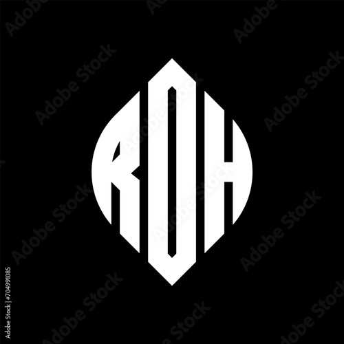 ROH circle letter logo design with circle and ellipse shape. ROH ellipse letters with typographic style. The three initials form a circle logo. ROH circle emblem abstract monogram letter mark vector.