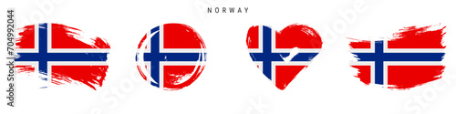 Norway hand drawn grunge style flag icon set. Free brush stroke flat vector illustration isolated on white