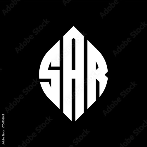 SAR circle letter logo design with circle and ellipse shape. SAR ellipse letters with typographic style. The three initials form a circle logo. SAR circle emblem abstract monogram letter mark vector.