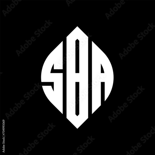 SBA circle letter logo design with circle and ellipse shape. SBA ellipse letters with typographic style. The three initials form a circle logo. SBA circle emblem abstract monogram letter mark vector.
