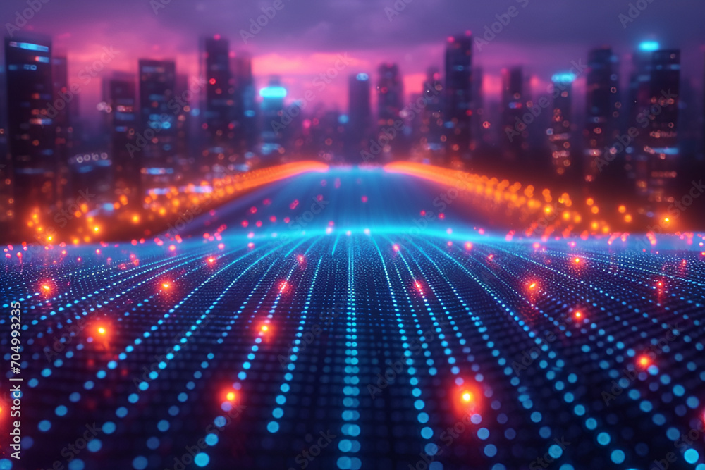 Fototapeta premium Big data connection technology. Smart city and virtual line