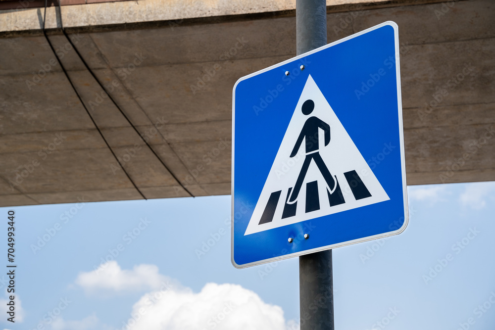 Square sign with a pedestrian and a crosswalk Square sign with a pedestrian and a crosswalk