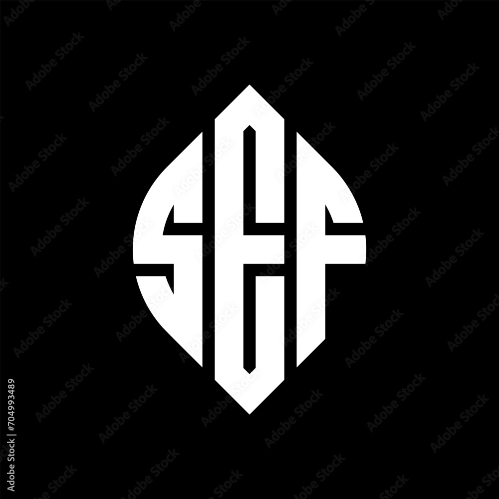 Fototapeta premium SEF circle letter logo design with circle and ellipse shape. SEF ellipse letters with typographic style. The three initials form a circle logo. SEF circle emblem abstract monogram letter mark vector.