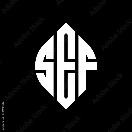 SEF circle letter logo design with circle and ellipse shape. SEF ellipse letters with typographic style. The three initials form a circle logo. SEF circle emblem abstract monogram letter mark vector. photo