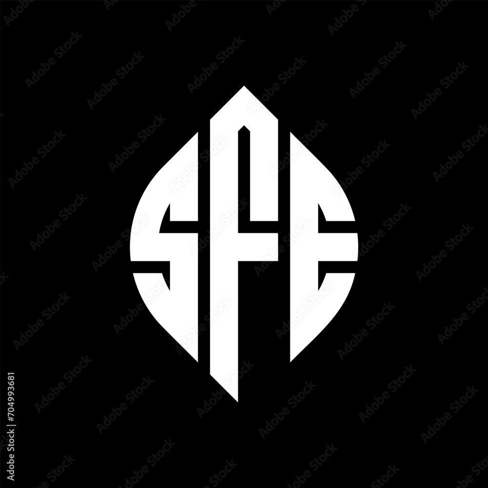 Fototapeta premium SFE circle letter logo design with circle and ellipse shape. SFE ellipse letters with typographic style. The three initials form a circle logo. SFE circle emblem abstract monogram letter mark vector.