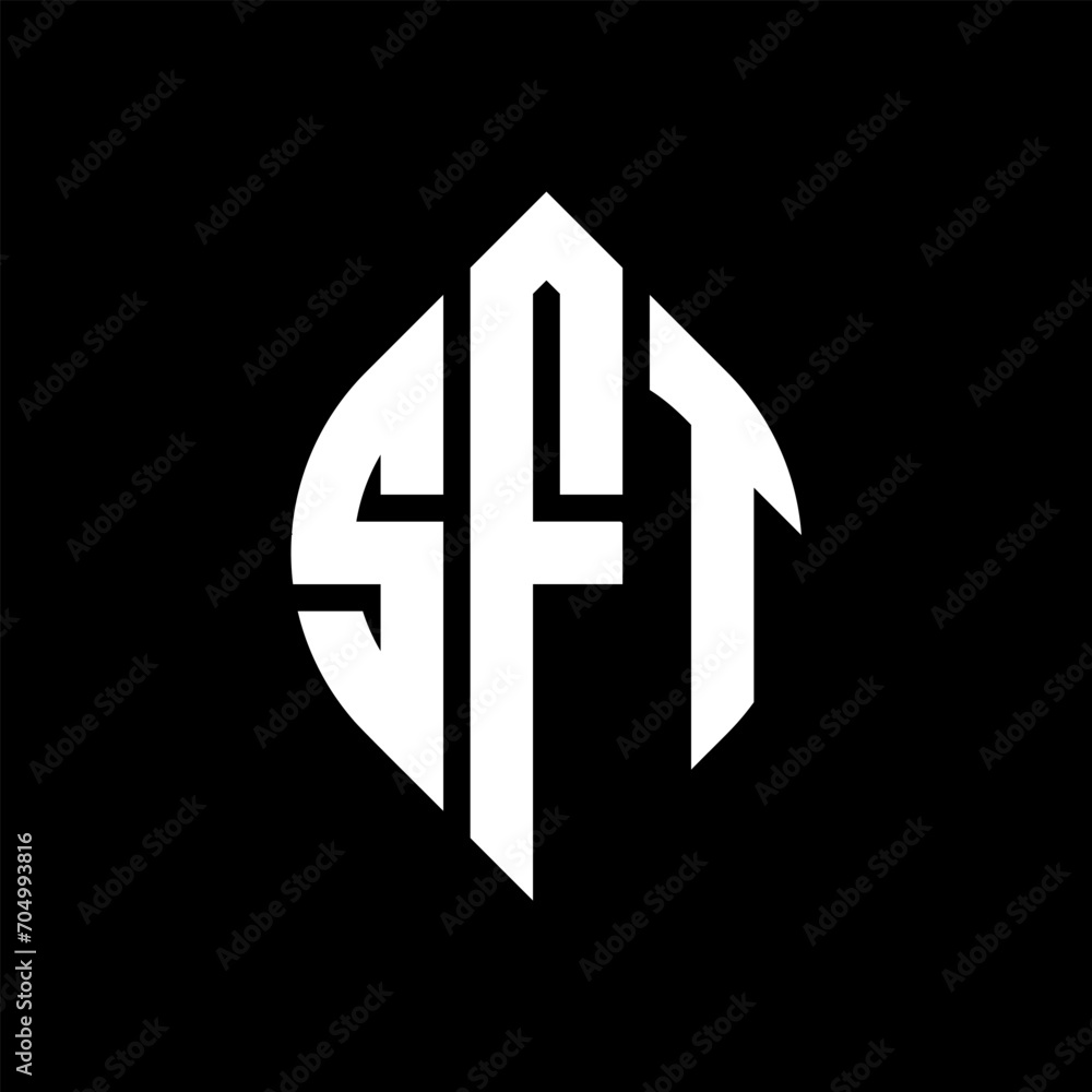 SFT circle letter logo design with circle and ellipse shape. SFT ellipse letters with typographic style. The three initials form a circle logo. SFT circle emblem abstract monogram letter mark vector. SFT circle letter logo design with circle and ellipse shape. SFT ellipse letters with typographic style. The three initials form a circle logo. SFT circle emblem abstract monogram letter mark vector.