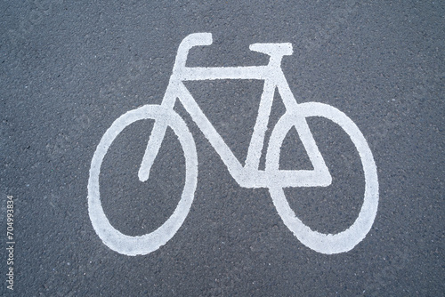 Bicycle symbol on the road